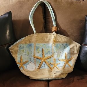 La Plage Starfish Tote Bag - Beige and Blue🌟